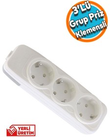 Resim NZB Grup Priz 3'lü Anahtarsız Kablosuz Başlık Piriz Klemensli Üçlü 