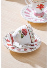 Resim Acar Fienne 6 Kişilik Porselen Kahve Fincan Takımı - 90 Ml Renkli 