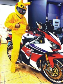 Resim kaskmania pikachu motosiklet tulumu peluş pikachu kostüm 