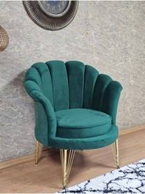 Resim SEVİNÇ MOBİLYA Tekli İstiridye Gold Kaplama Telli Ayak Çay Seti Koltuk Tekli Berjer , Balkon, Salon, Ofis 