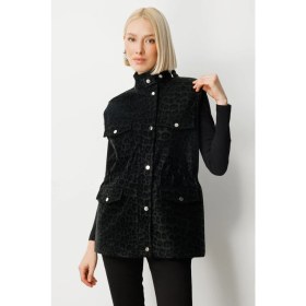 Resim Ekol Kadın Peluş Astarlı Kapak Cepli Yelek 8503 Black 
