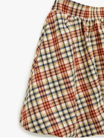 Resim Koton Balon Form Beli Lastikli Viskon Karışımlı Ekoseli Etek Kırmızı Ekose 6wkg70035aw Kırmızı Ekoseli 