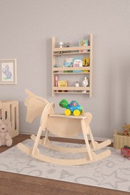 Resim Lita Montessori Tarzı Sallanan Oyuncak At Doğal Ahşap 