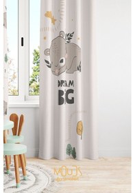 Resim Tavşan Ve Ayıcık-2 Desenli Fon Perde Çocuk Ve Bebek Odası Süet Baskılı Ekstrafor Büzgü Tek Kanat Çok Renkli 