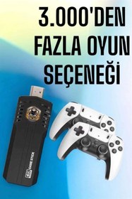 Resim Pazarcan 8K Android Tv Gme Stick Video Oyun Konsolu Aile Retro 35000 Oyunlu Çift Kollu 