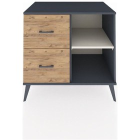 Resim Kronos Şifonyer Tek Raflı 2 Çekmeceli 88x59x80 Antrasit-aytaşı/çam Aytaşı/çam 