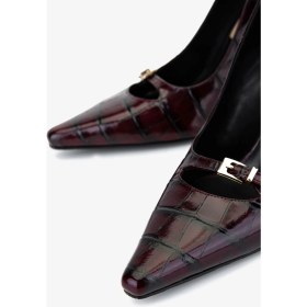 Resim Valmenti Kadın Hakiki Deri Bordo Stiletto Ayakkabı 1138 4930 Bn Ayk SK25-26 Bordo Kroko 