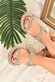 Resim fox SHOES Halat Ipli Hasır Kadın Sandalet K596012104 