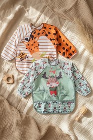 Resim Babydonat 2'li Paket Sıvı Geçirmez Uzun Kollu Çocuk Mama Önlüğü 6-24 Ay - Blw Uyumlu, Dökülme Önleyici Cepli, 
