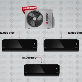 Resim Arçelik 1+3 Multi Sistem Klima / 36100 Md Pro Dış Ünite ( 2 Adet 12 Btu Siyah + 18 Btu Siyah Iç Üniteler ) 