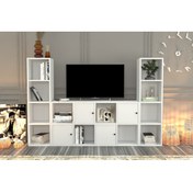 Resim Nettrends Rafli Kitaplikli Tv Ünitesi Beyaz 197 cm Tvt-1103-ç 