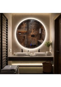 Resim Orbit Led'li Kumlamalı Lavabo & Banyo Aynası Dokunmatik Sensörlü 90 X 90 Günışığı 
