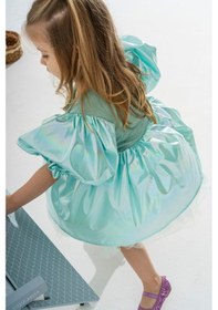 Resim Linola Baby Kids Mermaid Parlak Kız Çocuk Parti Elbisesi Yeşil 