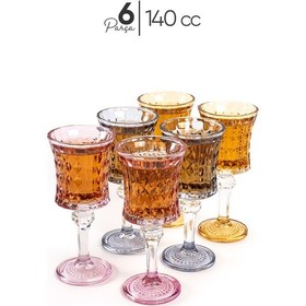 Resim Mest 6 Adet 3 Renk Ayaklı Kahve Yanı Su Bardağı Seti - 140 Cc Bal Renk, Pembe, Mavi 3 Renk 