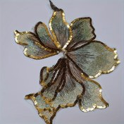 Resim 2 adet Kırmızı & Altın Pullu Çiçek Nakışlı Dantel Yamalar, 17.78x17.27 cm Glitterli Aplikeler DIY El İşleri, Dikiş ve Giysi Süslemesi için 