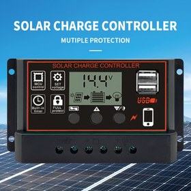 Resim LCD Ekran, Ayarlanabilir Zamanlayıcı, Çift USB Çıkış, Çoklu Koruma Sistemi ile Güç Jenerasyonu Verimliliğini Artırmak için 12V/24V Güneş Şarj Kontrolörü - Sert Bağlantılı Güç Kaynağı, Pil Gerektirmez 