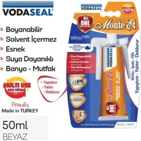 Resim Vodaseal Beyaz 50 ml Yapıştırıcı Montaj Macunu Sızdırmazlık ve Dolgu İçin Yüksek Mukavemet 