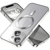 Resim Fibaks İphone 14 Plus Uyumlu Kılıf Kamera Lens Korumalı Magsafe Şarj Kilifi Şeffaf Renkli Yumuşak Kapak 