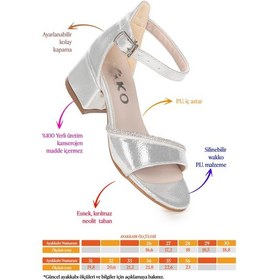 Resim Kiko Kids Elos Vakko Günlük Kız Çocuk 4 Cm Topuklu Sandalet Ayakkabı Gümüş Gümüş 