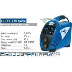Resim Tecnomec Cupel 175 Digital 170 Amper Inverter Kaynak Makinesi G Box 