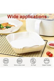 Resim AyrStore Beyaz Airfryer Pişirme Kağıdı, Fritöz Yağlı Kağıdı, Yanmaz Kağıt 50 Adet (Kare) (50) 