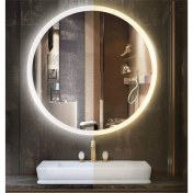 Resim Global Led Mirror 90 cm Kumlamalı Yuvarlak Ledli Ayna Banyo Aynası Dekoratif Ayna Boy Ayna Salon Duvar Ayna 