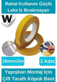 Resim Kolay Kullanım İz Bırakmayan Su Sızdırmaz Yapışkan Montaj İçin Çift Taraflı Köpük Bant 2 Mt 3 Adet 