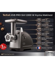 Resim Tefal 2200 Watt Paslanmaz Çelik Hv8 Pro Kıyma Makinesi + Dijital Mutfak Tartısı Hediye 