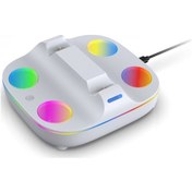 Resim Ps5 Denetleyicisi İçin Rgb Ortam Işığı İle Çift Şarj Cihazı Şarj Standı Bağlantı İstasyonu Beyaz 