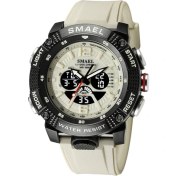 Resim Hanyang Hakı Spor Saatler Su Geçirmez Smael Erkek Saat Dijital LED Ekran Kuvars Analog Kronometre Moda Yeşil Turuncu Saat 8058 Erkek Izle (Yurt Dışından) 