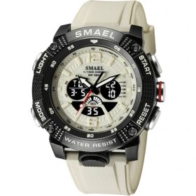 Resim Hanyang Hakı Spor Saatler Su Geçirmez Smael Erkek Saat Dijital LED Ekran Kuvars Analog Kronometre Moda Yeşil Turuncu Saat 8058 Erkek Izle (Yurt Dışından) 