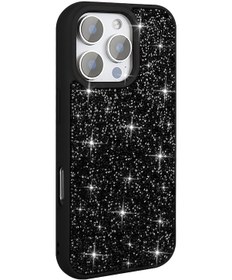 Resim İphone Uyumlu 16 Pro Max Kılıf Parlak Taşlı Tasarım Tchs Pırlanta Kapak - Siyah Siyah 