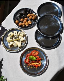 Resim 6'lı Paslanmaz Çelik Mini Sunum Çerezlik Kahvaltılık Tabağı 14 Cm 