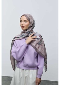 Resim Moda Kaşmir Nileya Desen Pamuk Şal Tozlu Kahve 