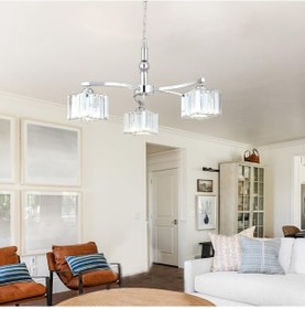 Resim Rima 3 Kollu Krom Kaplama Kristalli Taşlı Modern Tasarım Salon-Yatak Odası Kristal Salon Avize 