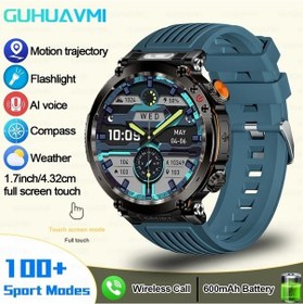 Resim Gaojunshop01 Guhuavmı Akıllı Saat 1.7 İnç Tam Dokunmatik Ekran 600mah Led Flaş Sos Arama Adımsayar Spor Bilekliği Mavi Silikon Kordon Diğer 