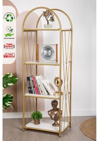 Resim Demeter Dekoratif Raf Mobilya Kitaplık Dekoratif Metal Mobilya Gold 4 Raflı Kitaplık Altın 