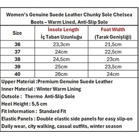 Resim TwoEgoist Kadın Taba Hakiki Süet Deri Kalın Tabanlı Günlük Chelsea Bot - 5,5cm Kaydırmaz Taban 