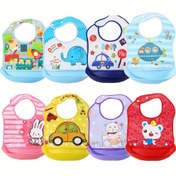 Resim Bebek Toddler Karikatür Bib - Renkli Polyester Elyaf Snap Kapatma, Sevimli Hayvan ve Araç Tasarımları, Gençler için Yemek Zamanı Koruyucu, Bebek Bib 