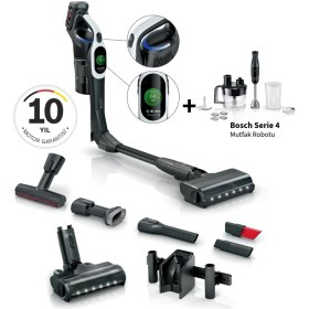 Resim Bosch Premium Çift Bataryalı 160DK Temizlik Unlimited 10 Premium BCS104 Şarjlı Dikey Süpürge+ Bosch Serie 4 Mutfak Robotu 