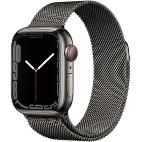 Resim Apple Watch Series 7 GPS + Cellular Apple Watch Series 7 GPS + Cellular 41mm Grafit Paslanmaz Çelik Kasa ve Grafit Milano Loop - MKJ23TU/A