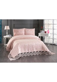 Resim Çeyiz Diyarı Şal 3 Parça Çift Kişilik Yatak Örtüsü Pudra Pudra 
