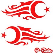 Resim 2 Adet Alevli Ay Yıldız Oto Sticker Araba Sticker (357409959) 
