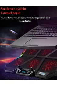Resim Renvox 7 Açılı Rgb Led Stand 6 Fanlı Usb Girişli 17" E Kadar Uyumlu Coolcold Notebook Soğutucu 