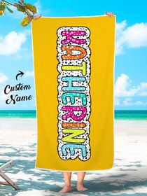 Resim Personalized Dalmatian Patterned Beach Towel - Rainbow Name - Summer Vacation and Bridesmaid Party Gift - Special for Her - 70×140cm 