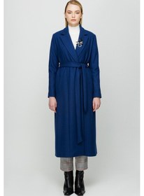 Resim Erkek Yaka Aksesuarlı Kaban İndigo-indigo İndigo 