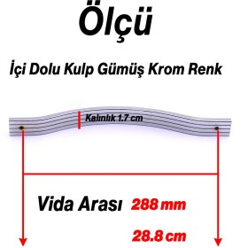 Resim Nzb Mobilya Çekmece Dolap Kapak Kulpu Modern Mutfak Kulpları Düz Krom Gümüş Kulp 288 mm Metal 
