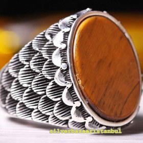 Resim copy of 925 Sterling Eagle Sapphire and Onyx Stone Mens Ring - US: 10.5 / 64 mm / Turk: 24 