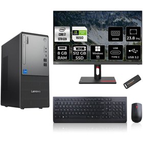 Resim LENOVO ThinkCentre Neo 50T G5 i7 13700 8GB 512GB SSD GTX1650/4GB 23.8" FHD W11P Masaüstü Bilgisayar 