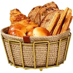 Resim Edora Home Gold Çok Amaçlı Oval Köşeli Ekmeklik Makrome - Metal Paslanmaz Gold 